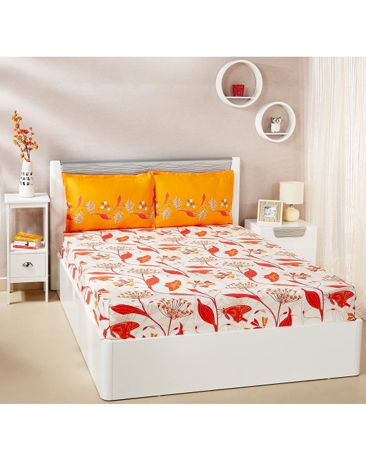 Orange And White Bedsheet