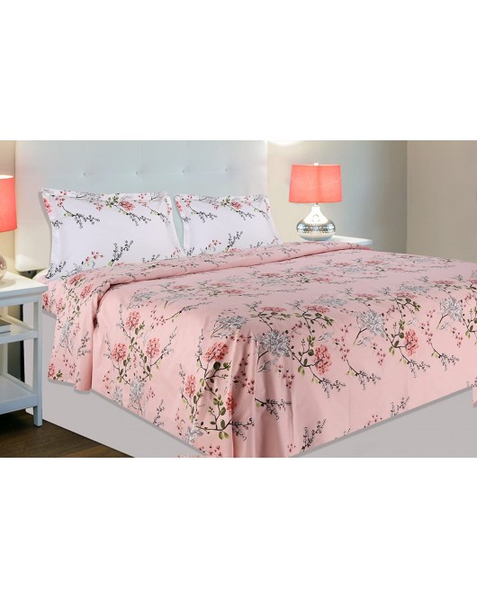 Pink Bedsheet with Pillow Covers