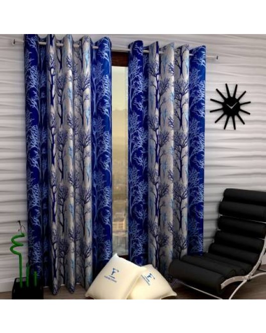 Polyester Window Curtain Pack Blue